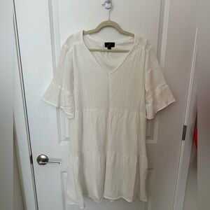 White cotton/linen shift dress